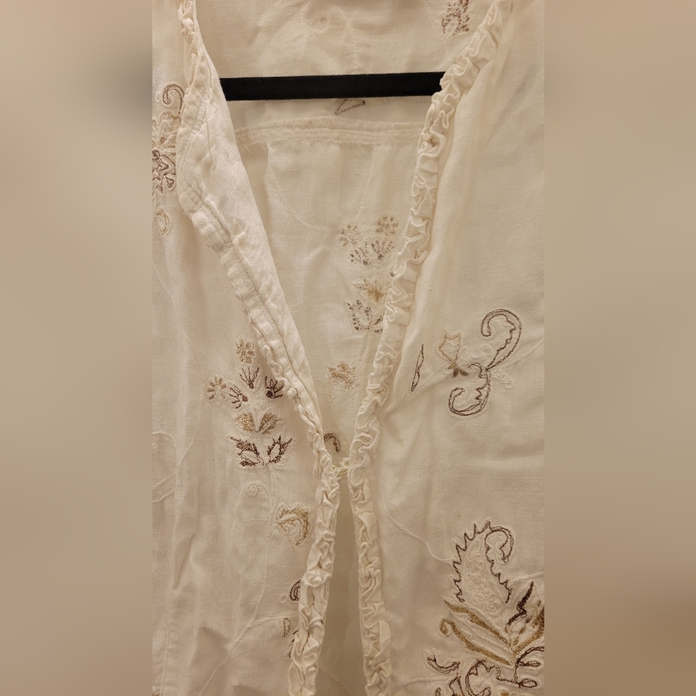Chico's White Embroidered Cardigan - Picture 3 of 5